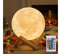 Mydethun 16 couleurs LED Lampe de nuit en forme de lune, cadeau femme enfants chargement USB et contrôle tactile avec télécommande, pour adultes et enfants, blanc chaud à froid (15 cm)