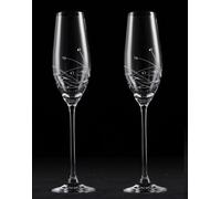 mydielkaren Lot de 2 flûtes à champagne décorées à la main en cristal 210 ml