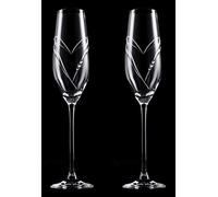 mydielkaren Lot de 2 flûtes à champagne décorées à la main en forme de cœur 210 ml