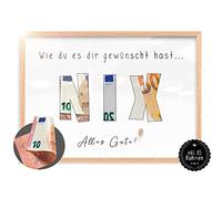 myDreamwork Avec cadre en bois | Cadeau d'argent | Rien de cadeau - Exécuteur de souhaits | Cadeaux en argent exclusifs, cadeaux d'anniversaire pour cuisine, femmes, hommes drôles - DIN A5