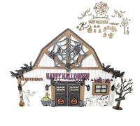 MYDZSWZX Décoration d'art De Bureau De Grange d'halloween, Décoration Grange d'halloween Faite À La Main,décorations De Fête Artisanales en Bois, for La Décoration De Manteau De Maison.(Black)