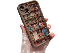MYDZSWZX Étui de téléphone Alyova Bookshelf, Coque de Protection en TPU antidérapante et Antichoc, Design créatif personnalisé, for étuis de téléphone iPhone 16/15/Pro Max Plus.(Brown,IPhone16pro)