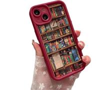 MYDZSWZX Étui de téléphone Alyova Bookshelf, Coque de Protection en TPU antidérapante et Antichoc, Design créatif personnalisé, for étuis de téléphone iPhone 16/15/Pro Max Plus.(Red,IPhone16plus)