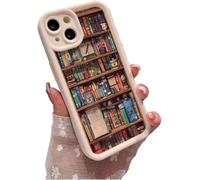 MYDZSWZX Étui de téléphone Alyova Bookshelf, Coque de Protection en TPU antidérapante et Antichoc, Design créatif personnalisé, for iPhone 16/15/14/13/12/11 Pro Max Plus.(White,for iPhone13ProMax)