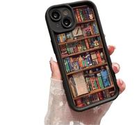 MYDZSWZX Étui de téléphone Alyova Bookshelf, Coque de Protection en TPU antidérapante et Antichoc, Design créatif personnalisé, for étuis de téléphone iPhone 16/15/Pro Max Plus.(Black,IPhone16plus)