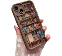 MYDZSWZX Étui de téléphone Alyova Bookshelf, Coque de Protection en TPU antidérapante et Antichoc, Design créatif personnalisé, for iPhone 16/15/14/13/12/11 Pro Max Plus.(Brown,for iPhone14Plus)