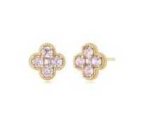 MYEARS Boucles d'oreilles à tige pour femme en or, fleur trèfle à quatre feuilles, pierre de naissance des 12 mois, 14 carats, petite simple, hypoallergénique, bijoux cadeau d'anniversaire, One Size