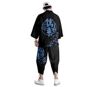 MYENA Ensemble de Kimono Traditionnel, Grande Taille 4xl-6xl, Costume de Pyjama de Style Japonais de Style Japonais, Chemise de vêtements Kimono Cardigan,Bleu,6XL