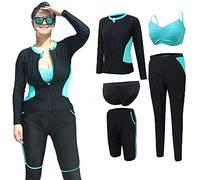 MYENA Womens Plus Size 4XL-5XL Combinaison de plongée Combinaisons de Grande Taille Short Front Zippered Top and Shorts Surf Maillot de Bain Surf Snorkeling Kayak,Bleu,4XL