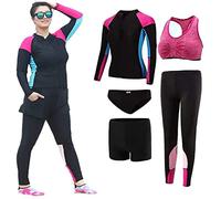 MYENA Womens Plus Size 4XL-5XL Combinaison de plongée Combinaisons de Grande Taille Short Front Zippered Top and Shorts Surf Maillot de Bain Surf Snorkeling Kayak,Rose,4XL