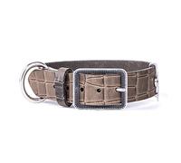 MyFamily Collier Réglable pour Chien en Cuir Italien Véritable, Finition Métallisée Argent Antique, Confortable et Résistant, Fabriqué à la Main, Collection Tucson