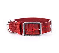 MyFamily Collier Réglable pour Chien en Cuir Italien Véritable, Finition Métallisée Argent Antique, Confortable et Résistant, Fabriqué à la Main, Collection Tucson