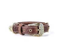 MyFamily Collier Réglable pour Chien en Cuir Italien Véritable Made in Italy, Finition Métallique en Laiton Anglais, Confortable et Résistant, Fabriqué à la Main, Collection El Paso