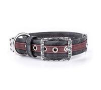 MyFamily Collier Réglable pour Chien Made in Italy, Finitions Métallisées Argent Antique, Confortable et Résistant, Fabriqué à la Main, Collection London