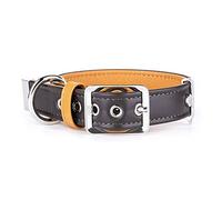 MyFamily Collier Réglable pour Chien My Family en Cuir Italien Véritable Made in Italy, Finition Métallisée Bronze Blanc, Confortable et Résistant, Fait à la Main, Collection Hermitage