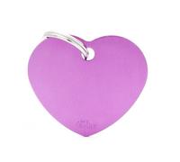 MYFAMILY-Médaille à graver pour chien en aluminium coloris violet cœur Myfamily Basic
