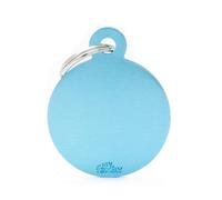 MYFAMILY-Médaille basic grand cercle pour chien en aluminium bleu azur
