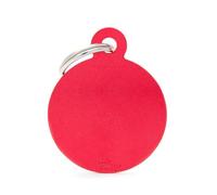 MYFAMILY-Médaille basic grand cercle pour chien en aluminium rouge
