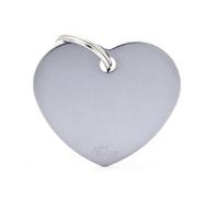 MYFAMILY-Médaille basic grand cœur pour chien en aluminium gris