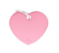 MYFAMILY-Médaille basic grand cœur pour chien en aluminium rose