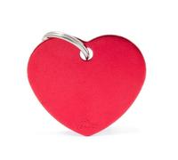 MYFAMILY-Médaille basic grand cœur pour chien en aluminium rouge