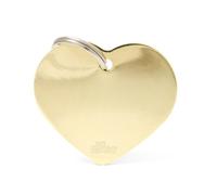 MYFAMILY-Médaille basic grand cœur pour chien en laiton doré