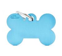 MYFAMILY-Médaille basic grand os pour chien en aluminium bleu azur