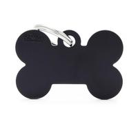 MYFAMILY-Médaille basic grand os pour chien en aluminium noir