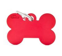 MYFAMILY-Médaille basic grand os pour chien en aluminium rouge