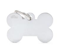 MYFAMILY-Médaille basic grand os pour chien en laiton argenté