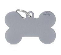 MYFAMILY-Médaille basic os XL pour chien en aluminium gris