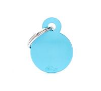 MYFAMILY-Médaille basic petit cercle pour chien en aluminium bleu azur