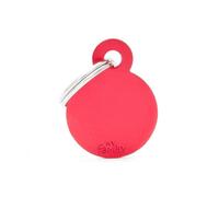 MYFAMILY-Médaille basic petit cercle pour chien en aluminium rouge
