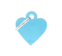 MYFAMILY-Médaille basic petit cœur pour chien en aluminium bleu azur