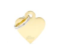 MYFAMILY-Médaille basic petit cœur pour chien en laiton doré