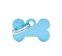 MYFAMILY-Médaille basic petit os pour chien en aluminium bleu azur