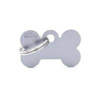 MYFAMILY-Médaille basic petit os pour chien en aluminium gris