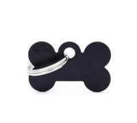 MYFAMILY-Médaille basic petit os pour chien en aluminium noir