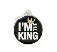 MYFAMILY-Médaille charms king noire pour chien en métal