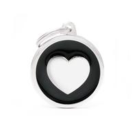 MYFAMILY-Médaille classic grand cercle cœur noir pour chien en acier