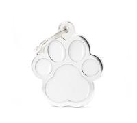 MYFAMILY-Médaille classic grande patte blanche pour chien en acier