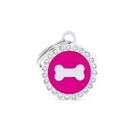 MYFAMILY-Médaille glam petit cercle rose avec os