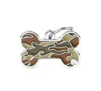 MyFamily Mèdaille pour chien personnalisé Made in Italy, Big Bone Camouflage Vert, médaille pour chien gravée gratuite, métal émaillé à la main, Style Collection