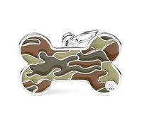 MyFamily Mèdaille pour chien personnalisé Made in Italy, Bone XL Camouflage Vert, médaille gravée gratuite, métal émaillé à la main, Style Collection