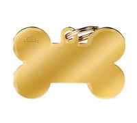 MyFamily Mèdaille pour chien personnalisé Made in Italy,Bone XL, gravure gratuite, laiton doré, Basic Collection, 48x31 mm