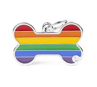 MyFamily mèdaille pour chien personnalisé Made in Italy, Bone XL, médaille gravée gratuite, émaillée à la main en métal, Rainbow Collection