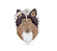 MyFamily Médaille pour chien personnalisé Made in Italy, Collie, médaille gravée gratuite, métal émaillé à la main, Collection Friends, 26x38 mm