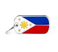 MyFamily Mèdaille pour chien personnalisé Made in Italy, drapeau des Philippines, médaille pour chien gravée gratuitement, métal émaillé à la main, Collection Flags, 40x22 mm