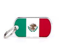 MyFamily Mèdaille pour chien personnalisé Made in Italy, drapeau Mexique, médaille pour chien gravée gratuitement, métal émaillé à la main, Collection Flags, 40x22 mm
