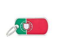 MyFamily Mèdaille pour chien personnalisé Made in Italy, drapeau Portugal, médaille pour chien gravée gratuitement, métal émaillé à la main, Collection Flags, 40x22 mm